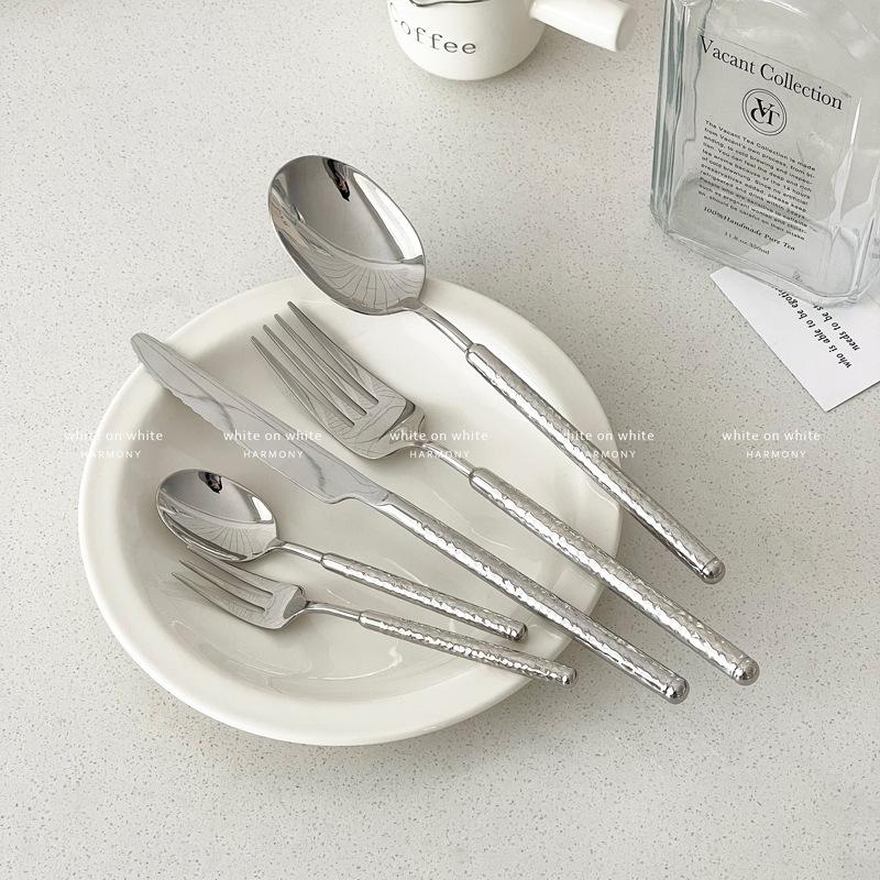 Cake Knife and Fork Set, High-end Light Luxury French 304 Stainless Steel Knife, Fork and Spoon Three-piece Set, Children's Dessert Spoon and Fork