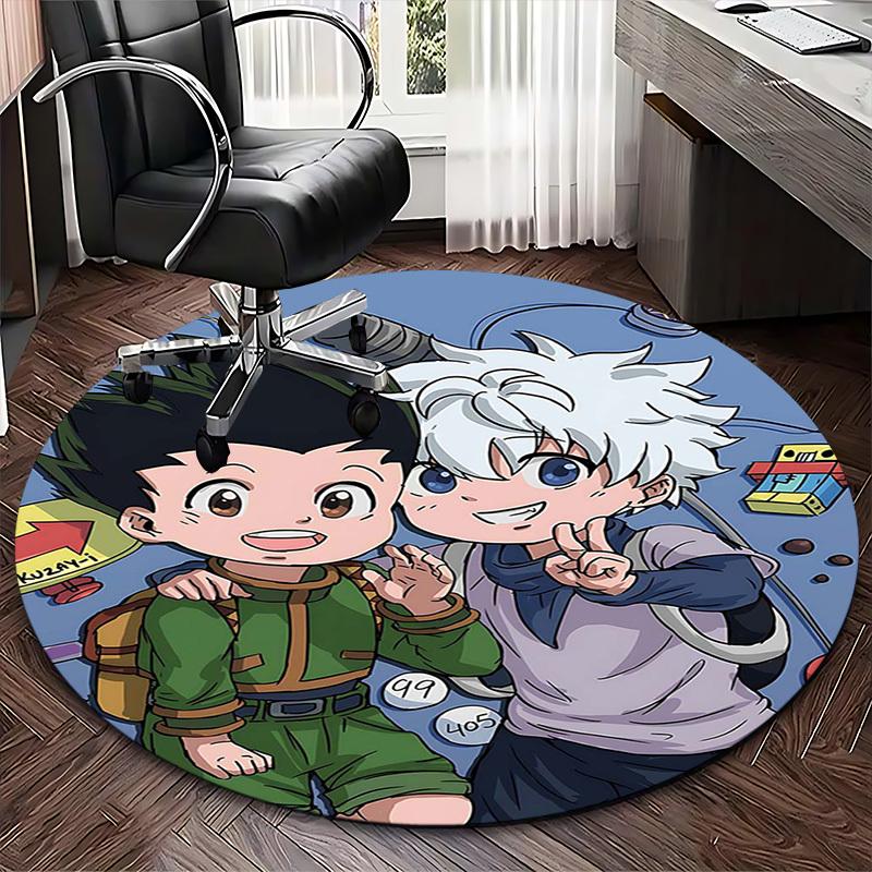 1pc Anime Cartoon Design Round Carpet Office Chair Mat, NonSlip Rug for Home Decor, Living Room, Bedroom, Game Room