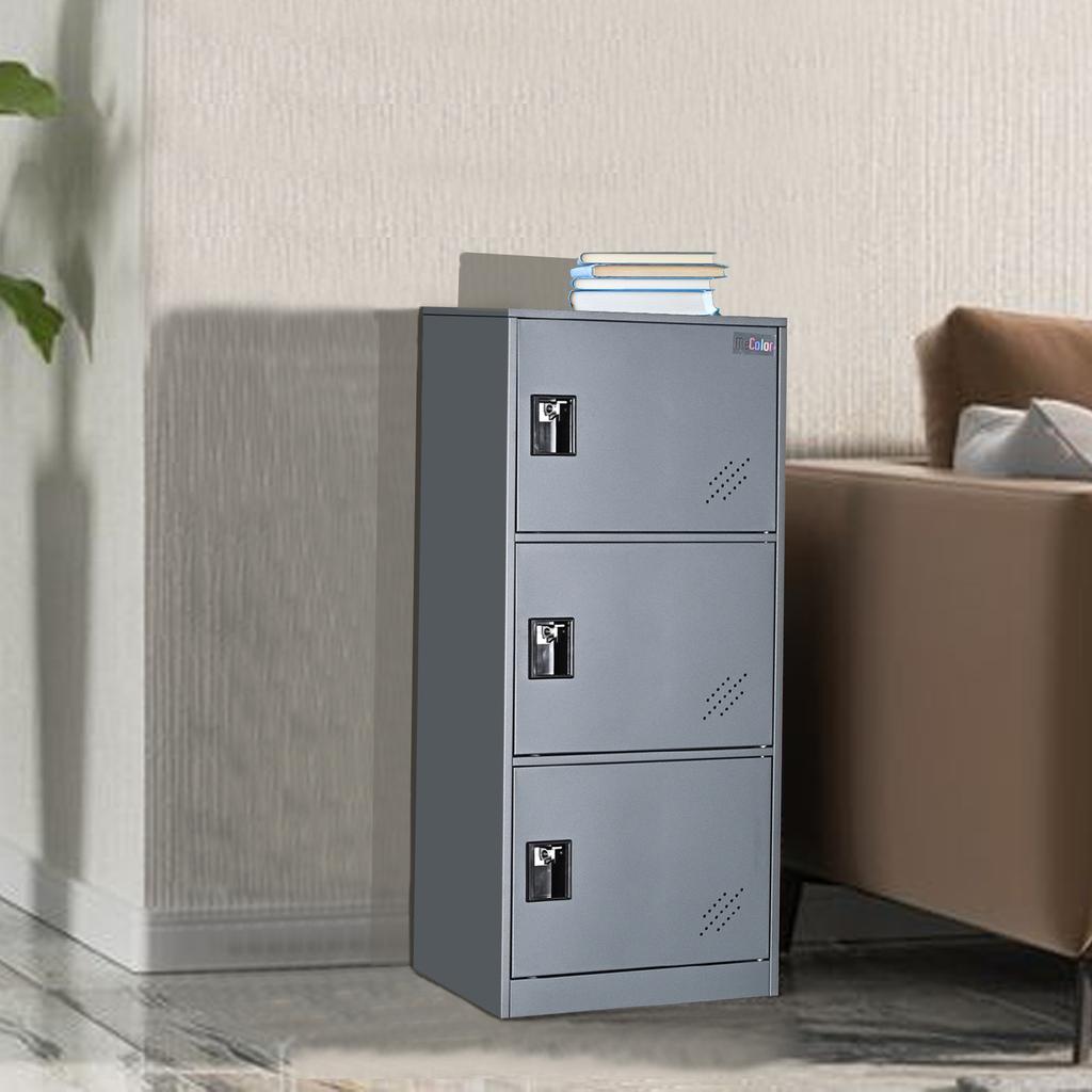 MECOLOR Vertical Single Tier Small Locker with Lock Latch 2 or 3 Compartment Storage for Employee,Home,Office,School,Kids