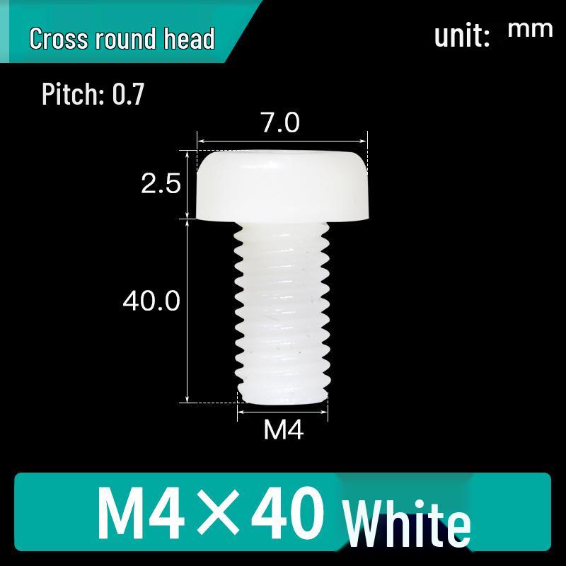 Vite in Nylon PA66 a Testa Tonda - M2, M3, M4, M5, M6, M8 Bullone di Fissaggio in Plastica