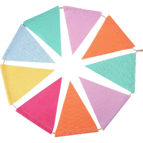 Hestya 24 Pieces 15.7 Feet Colorful Pennant Flags Banner Imitated Burlap Bunting Banner Pastel Fabric Triangle Flag for Classroom Carnival Birthday