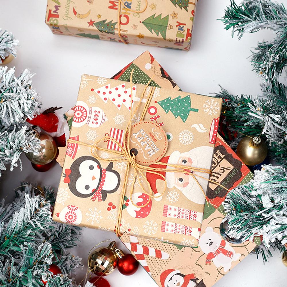 1roll Gift Wrapping Paper ChristmasTree Santa ClausWrapping Paper Birthday Gift Wrapping Paper Christmas Wrapping Paper Handmade