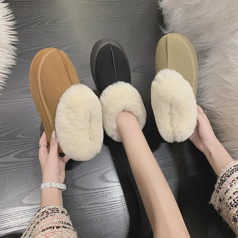 Women's 2023 Thick-Soled Warm Snow Boots with Fur - Comfortable One-Piece Casual Winter Footwear