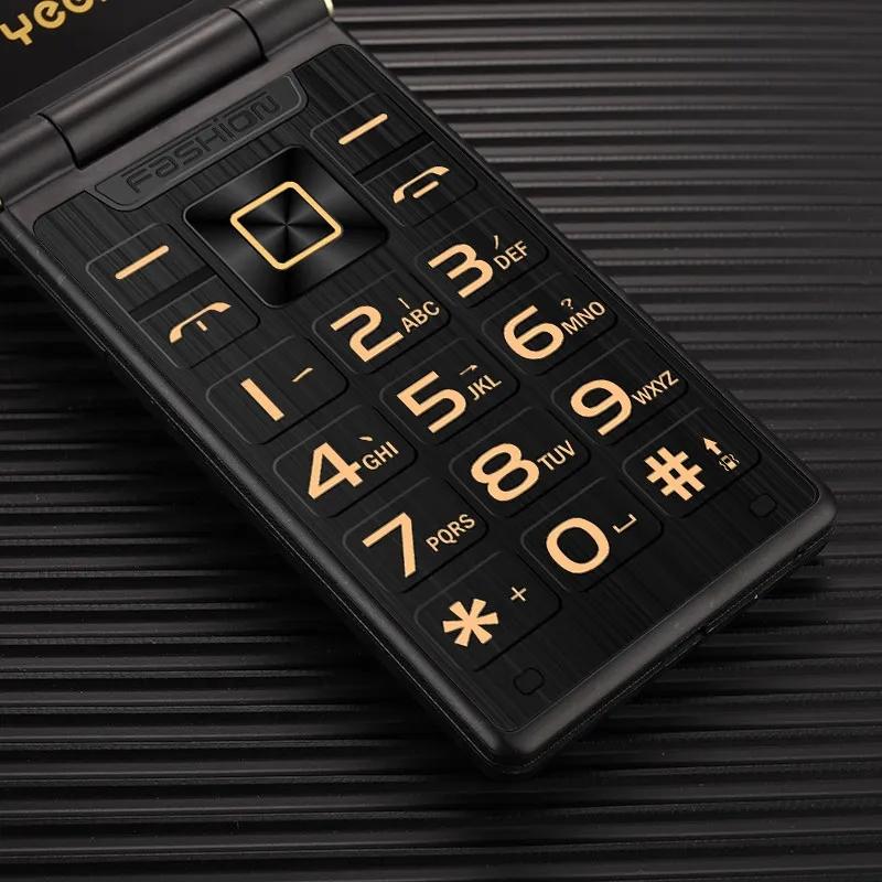 YEEMI G10-1 Handy Geschenk Ledertasche Dual-Display Dual-SIM 1800mAh Klapphandy Große Tastatur Große Stimme Große Schrift Feature-Phone für Senioren