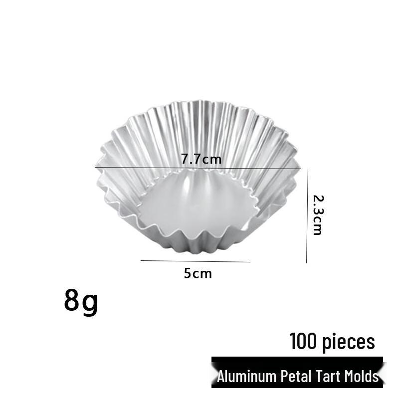 

Zhongji 100-Pack Reusable Fluted Aluminum Egg Tart Molds