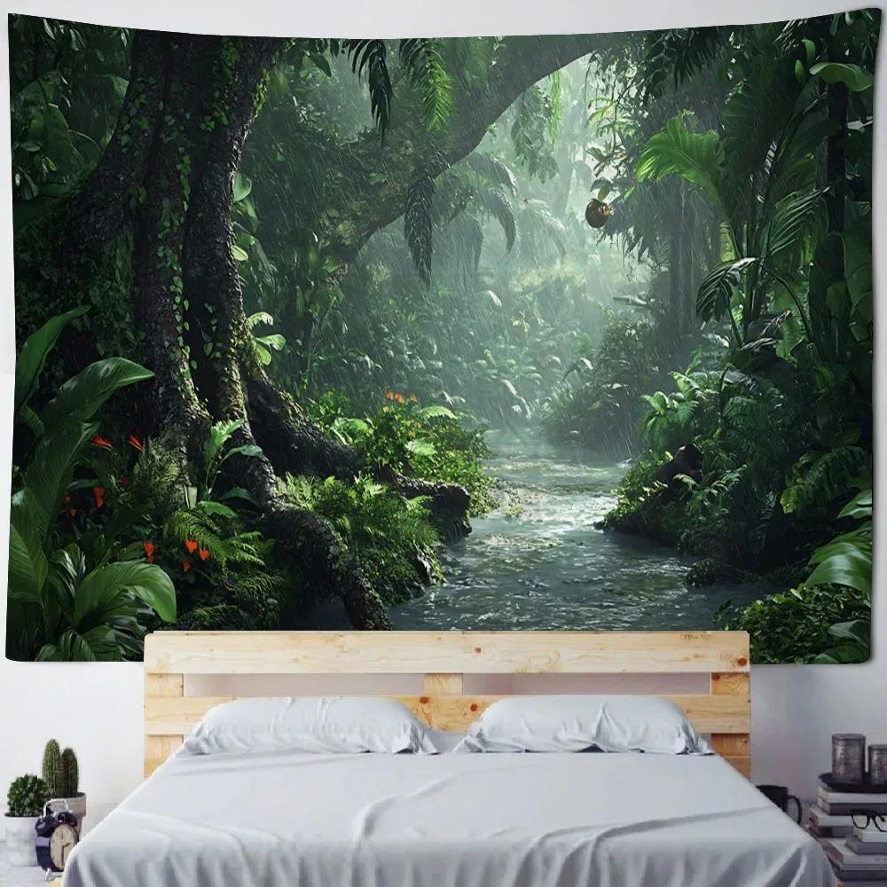 Waterfall Canyon Nature Tapestry  Serene Landscape Polyester Wall Hanging for Bedroom Living Room Yoga Decor