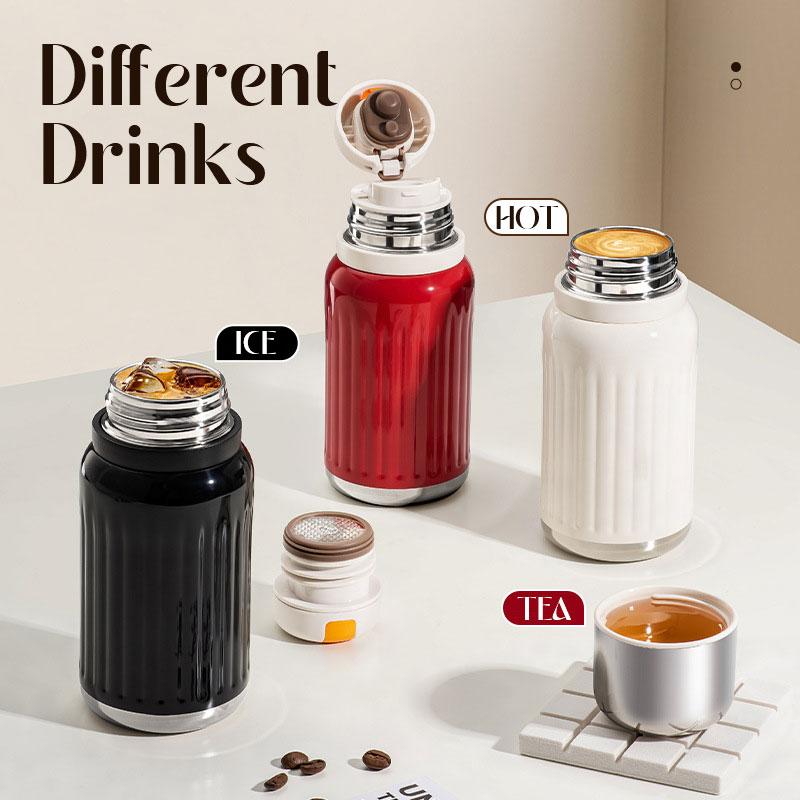 316 Stainless Steel Vacuum Flask – 300ml/420ml Travel Thermos Bottle with Dual Lids for Coffee & Ice Water