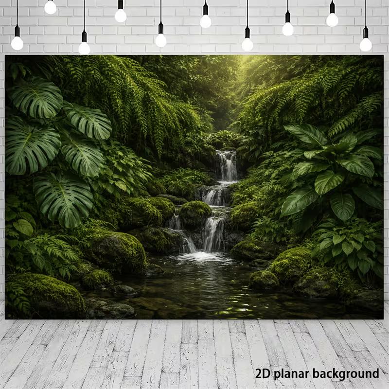 2D Jungle Stream Backdrop for Nature, Bohemian and Tropical Themed Photography