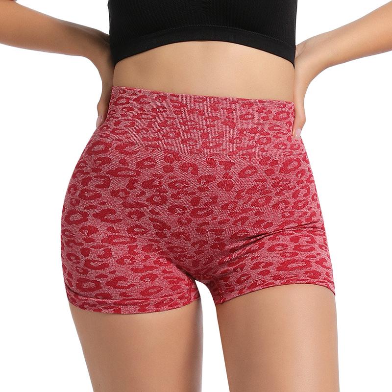 Leopard Print High-Waisted Tummy Control Sports Shorts for Summer Fitness and Yoga
