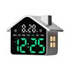 LED House Shape Digital Alarm Clock with Night Light Multi-Functional House Clocks Brightness Adjustment for Bedroom Living Room