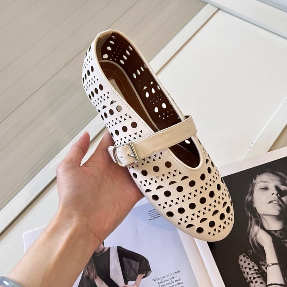 

Mary Jane Rhinestone Ballet Flats - Breathable Mesh with Single Buckle Size 38