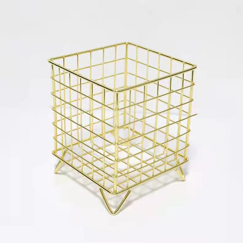 Nordic Wrought Iron Desktop Storage Basket - Cosmetic Organizer Rack