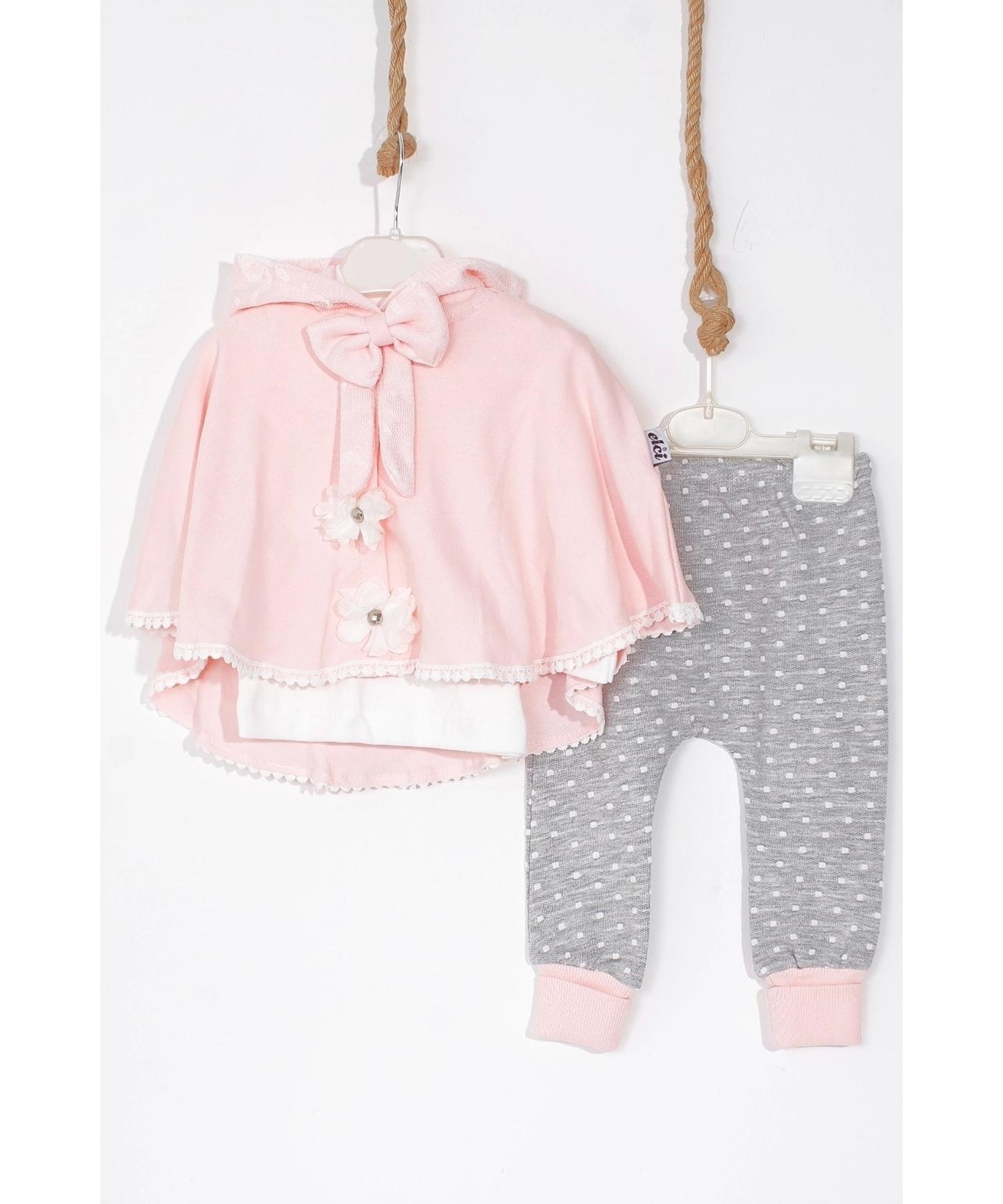 

Закрытый хлопковый комплект из 3 предметов для девочки с капюшоном