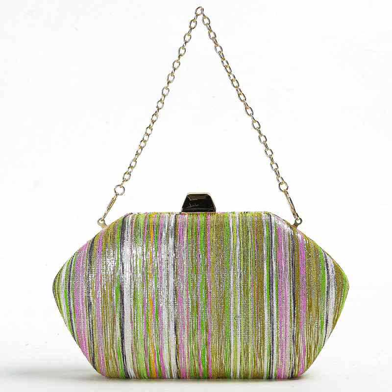 Neue bunte gestreifte Clutch-Taschen für Damen, Hochzeitsbankett-Geldbörsen, Abendtaschen für Damen, Schultertaschen mit Kette, Dropshipping