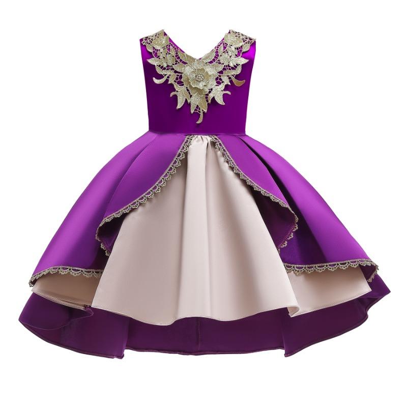 Little Girl Red Sleeveless Pleated Embroidered Princess Dress