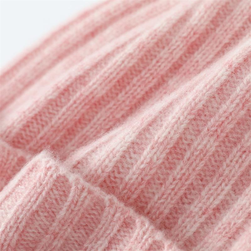Autumn and Winter New Pure Wool Hats Men's and Women's Fashion Dome Vertical Knitted Hats Fashionable Versatile Autumn and Winter Wool Hats