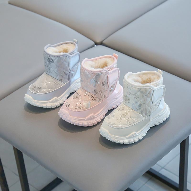 Spring Autumn Winter Padded Thickened Children's Leisure Warm Waterproof Non Slip Wear Resistant Lightweight Baby Walking Shoes Sports Shoes