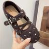 Autumn sweet wind non-slip bow ballet single shoes polka dot cross strap Mary Jane shoes