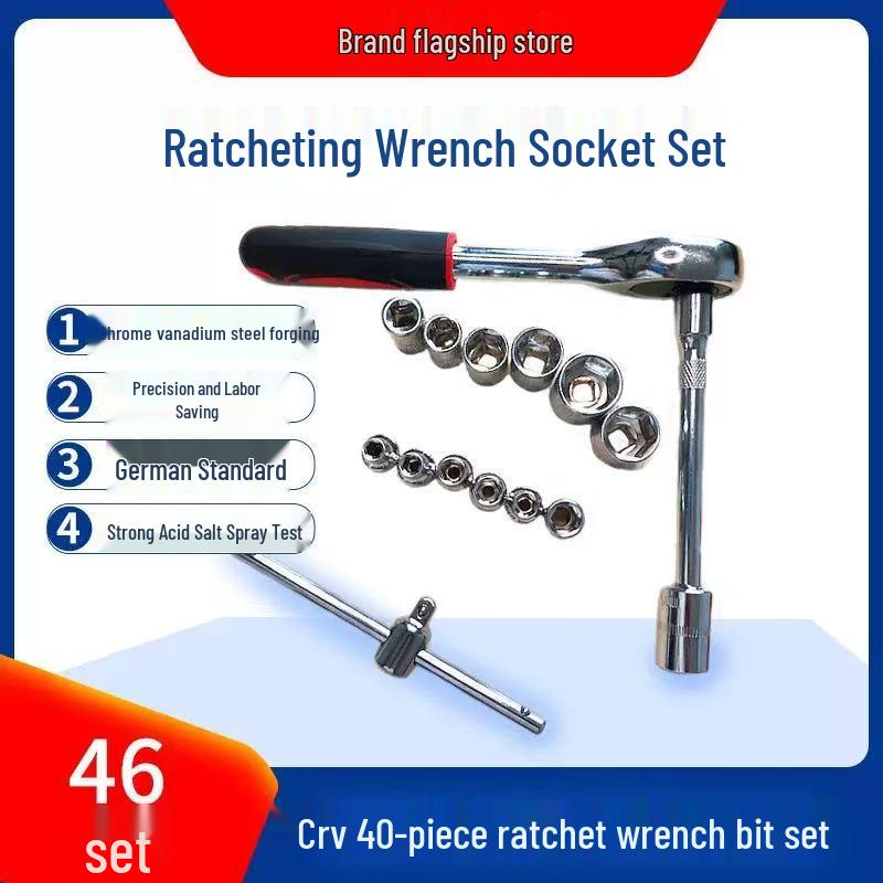 46-Piece Socket Wrench Set for Auto and Home Maintenance
