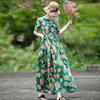 Short Sleeve Plus Size Cotton Linen Vintage Floral New In Dresses for Women Casual Loose Long Summer Dress
