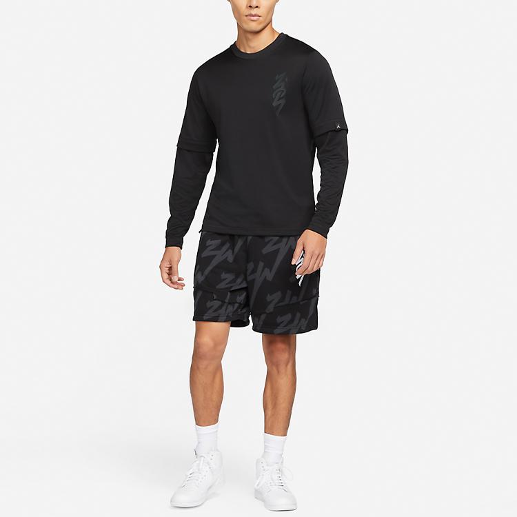 Jordan Alphabet Logo Pattern Loose Round Neck Long Sleeve T-Shirt Men Tops Black DJ5872-010