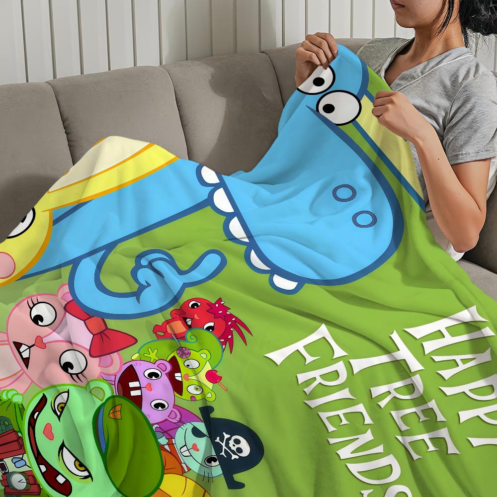 Cute cartoon art Happy T-Tree F-Friends Fliqpy Flannel warm comfort soft plush blanket for sofa living room bedroom travel gift