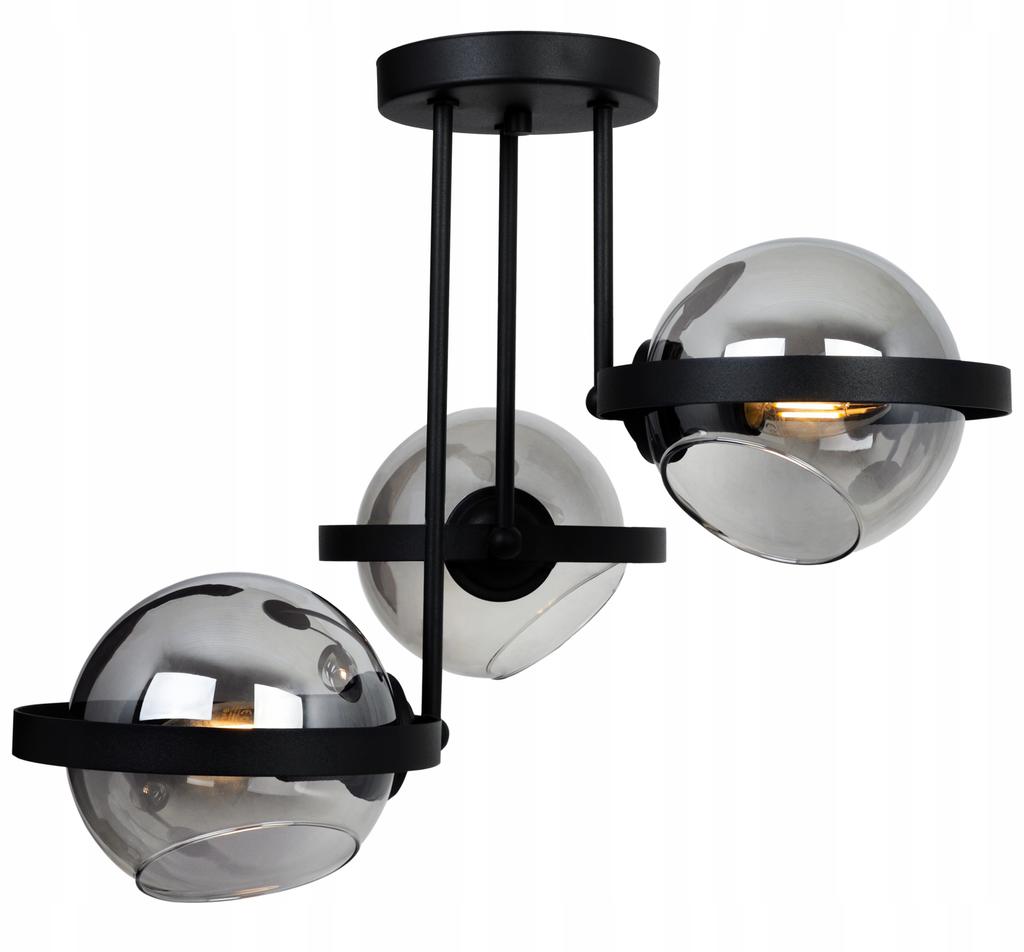 MODERN GLASS HANGING LAMP GRAPHITE RING