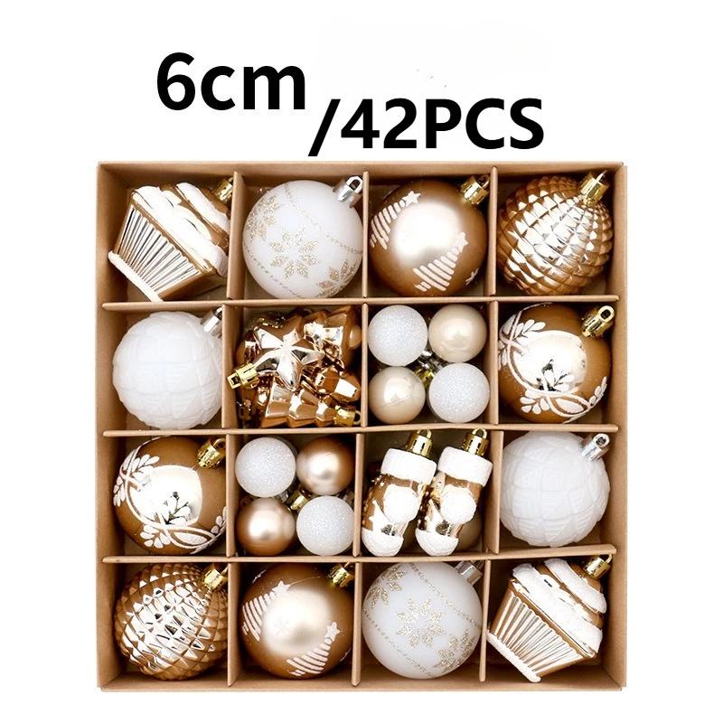 42Pcs 6Cm Premium Painted Christmas Ball Set Santa Home Decorations  New Year Christmas Tree Diy Decorative Ornaments