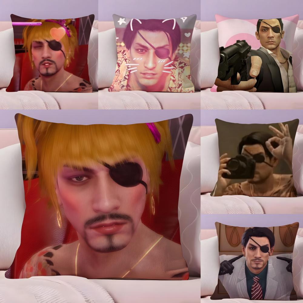 Exquisite Ornaments Unisex Goro Majima Yakuza Meme Pillow Case Silky Short Plush With Invisible Zipper Dustproof Sofa Cushion Cover For Home Decor
