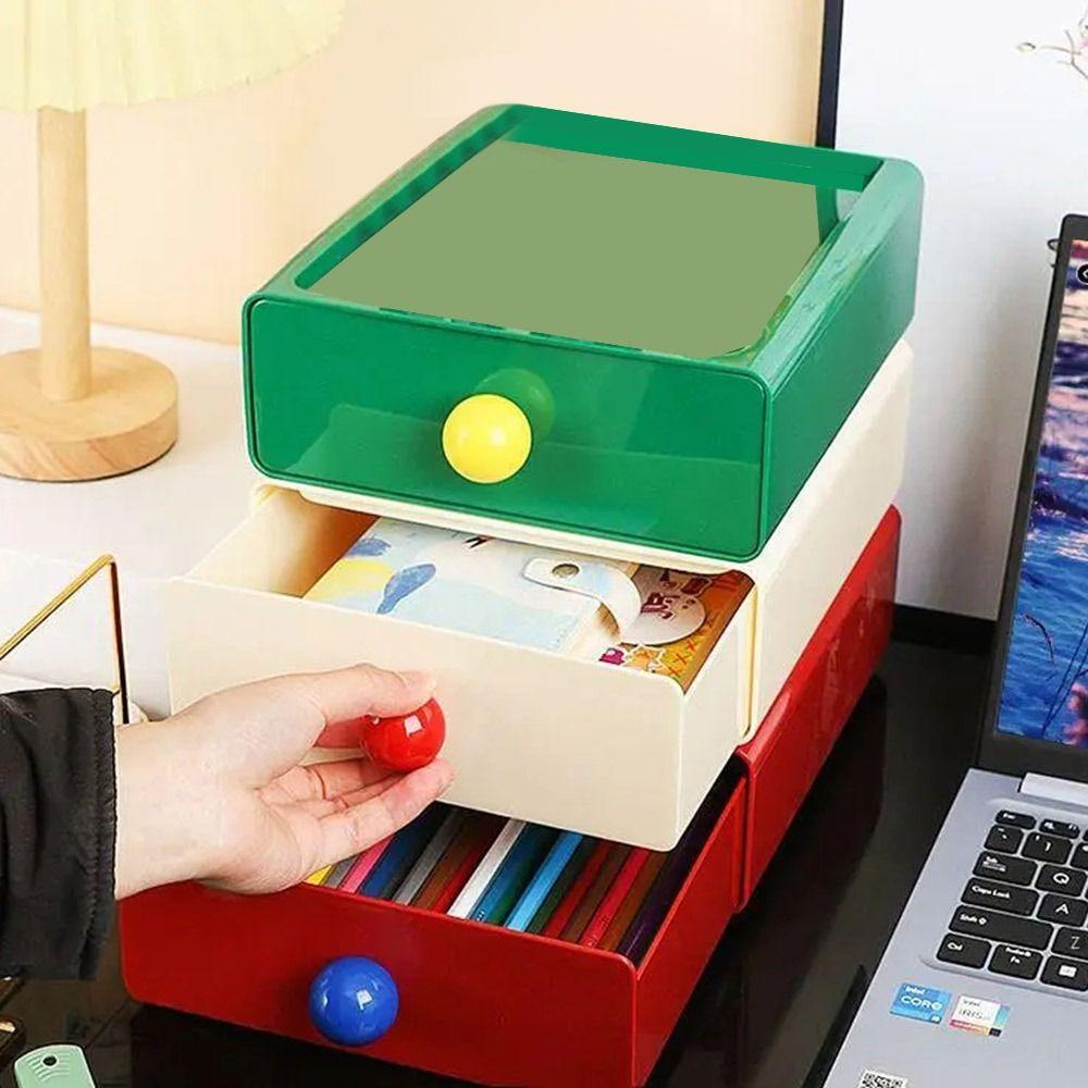 Stackable Cosmetics Storage Box Dopamine Stationery Storage Rack Desk Organizer Box  Home Office