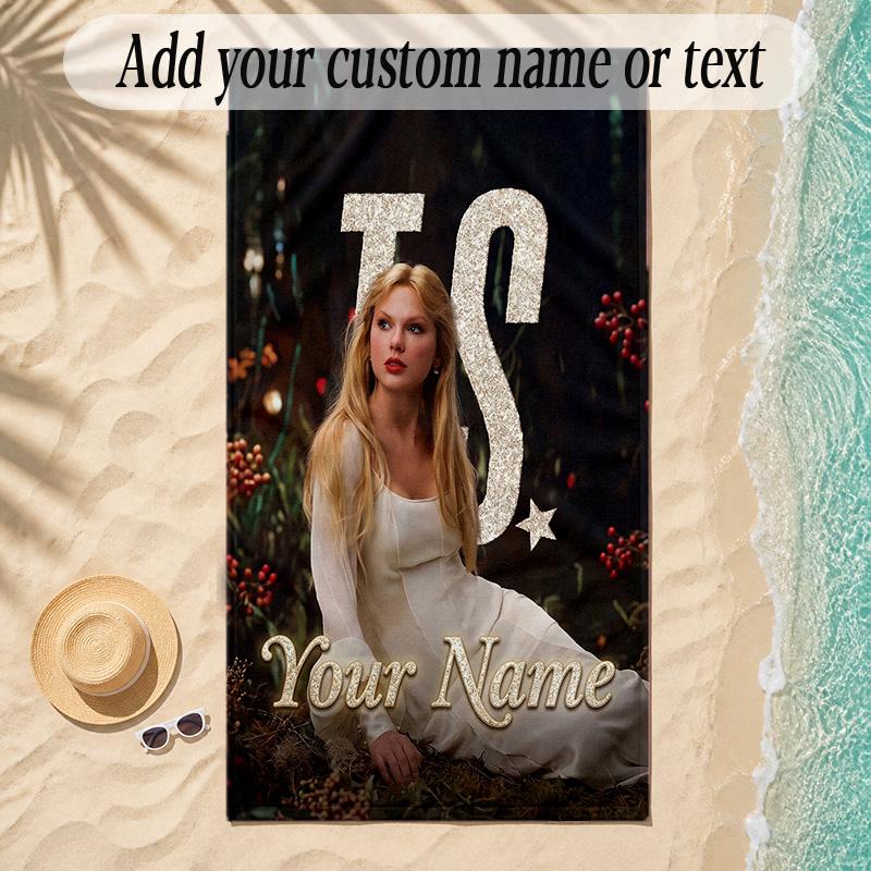 Beach TowelTaylor Swift Custom Name Text Personalized Soft Towel for Beach Pool Indoor Home Decor Gift