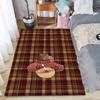 Nordischer karierter Teppich Braunbär Kaffeemuster Campingteppich Rutschfest Waschbarer Fußbodenmatte für Schlafzimmer Wohnung Fußabtreter Retro
