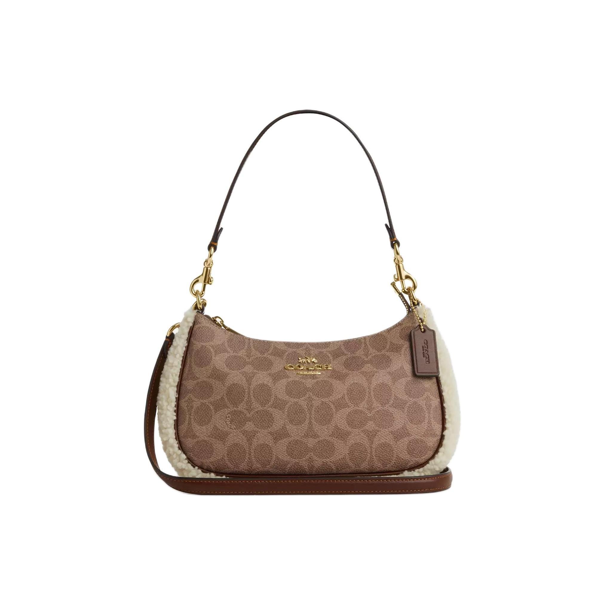 

Coach Teri Logo Zip Closure Leather Tote Crossbody Bag Medium Women bags Brown CY659-IMXI5 Basic Set (Bag+Dust Bag)