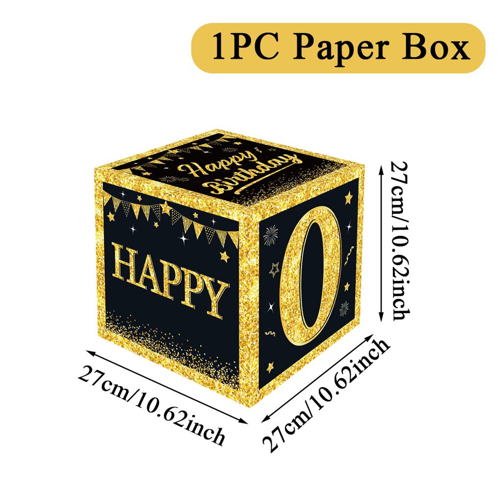 Black Gold Birthday Number Box Happy DIY 0-9 Birthday Party Decoration Kids Adults Birthday Party 18 30 40 50 Anniversary Decor