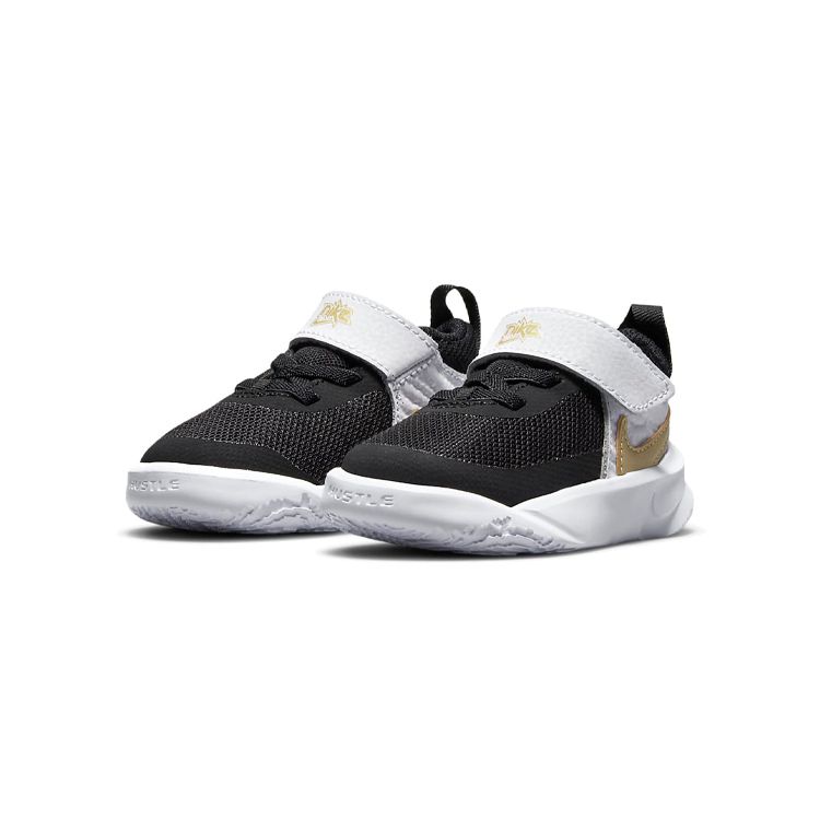 Nike Team Hustle D10 TD Black White Metallic Gold Baby Sneakers Photon-Dust CW6737-002