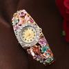 Orologio Bracciale Floreale da Donna Quadrante Rotondo con Strass Classico Casual Formale Orologio da Polso Bracciale al Quarzo Accessorio Gioiello di Moda