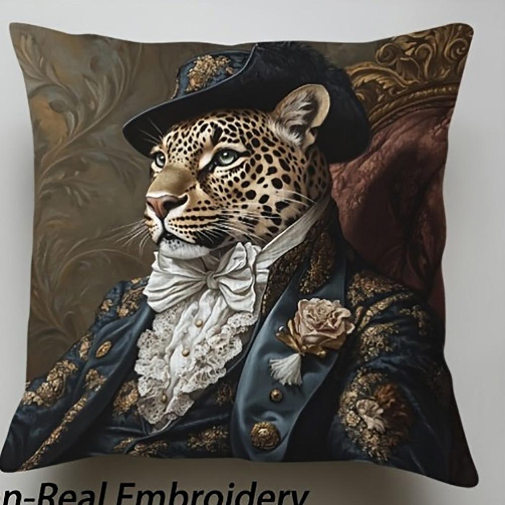 1/4pcs Leopard-Printed Pillowcases with 2D Artistic Designs Sofa Cushion Cover Home Bedroom Room Decoration