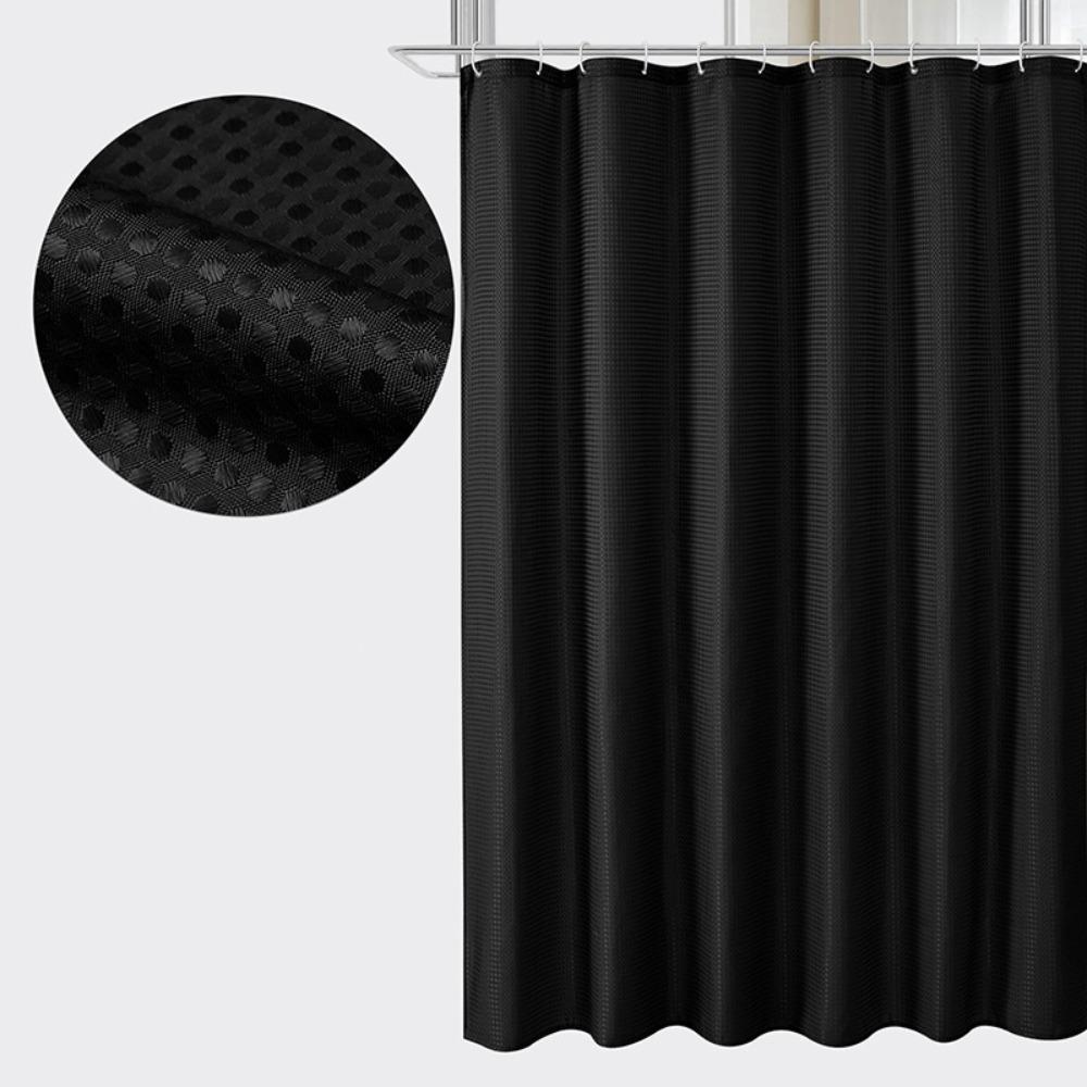 Mildew-proof Plain Waffle Shower Curtain Solid Color Bathroom Partition Curtain  Hotel