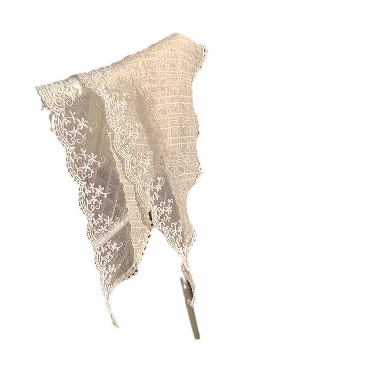 Retro Girly French Lace Triangle Scarf: Versatile Summer Headscarf & Photo Prop