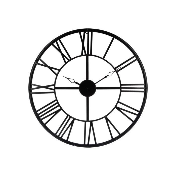 Pendule métal vintage diamètre 70 cm Atmosphera - Noir