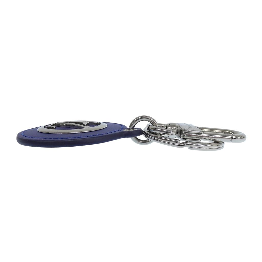Excellent LOUIS VUITTON key ring Porte Cle LV Padded Circle blue leather M00744 Used