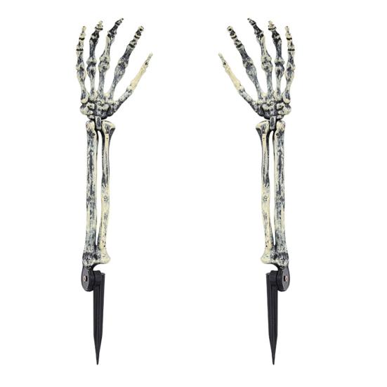 Halloween Skeleton Stake Decorations Creepy Skull Hand Arm with Stakes Realistic Skeleton Bone Model for Outdoor Yard Garden Lawn Decor