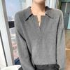 Women's 100% Pure Wool Loose Fit Polo Collar Cashmere Sweater - Autumn/Winter 2024 Collection.