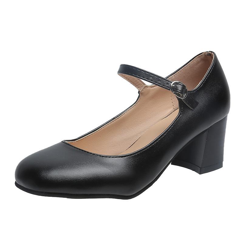 Single shoes women's new spring and autumn Mary Jane shoes retro thick heel mid-heel