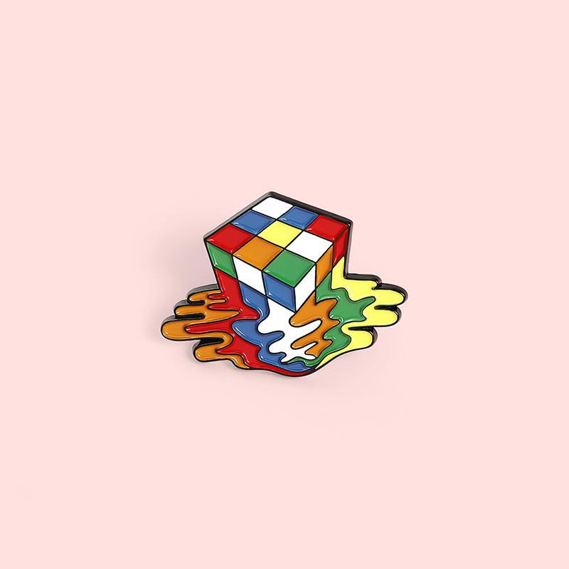 Creative Fashionable Cartoon Cube Brooches Vibrant Colorful Pins For Individual Style