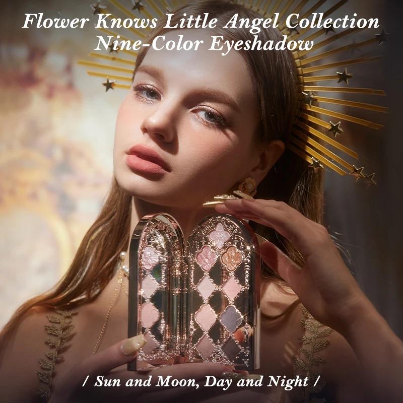 Little Angel Flower Knows Eyeshadow Palette Eye Glitter Make Up Palette Long Lasting 9 Color Eye Shadow For Girl And Women