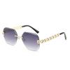 Unisex Retro Frameless Sunglasses With Gold Metal Frame Uv400 For Beach And Outdoor Activities