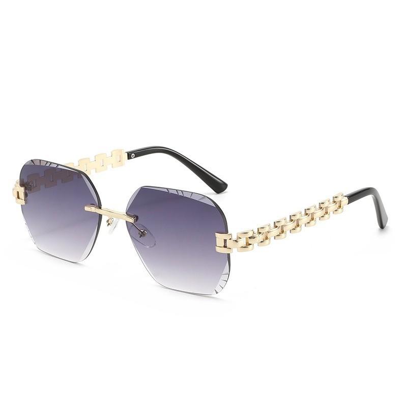 Unisex Retro Frameless Sunglasses With Gold Metal Frame Uv400 For Beach And Outdoor Activities