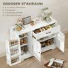 Credenza Moderna da Cucina con Cassetto, Ripiani Regolabili, Dispensa Piccola da Cucina con Scomparti a Porta, Bianco