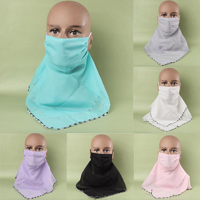 1Pc Women Mask Scarf Sun Protection Mask Outdoor Riding Dustproof Running Cycling Ear Hangers Silk Scarf Handkerchief
